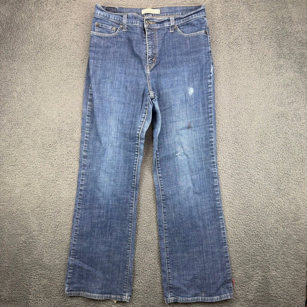 Levis Perfectly Slimming 512 Boot Cut Jeans Womens 14M Blue Denim Mid Rise